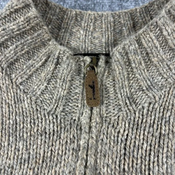 Eddie Bauer Legend Sweater Mens XLT Beige Lambswool Fair Isle 1/4 Zip Pullover
